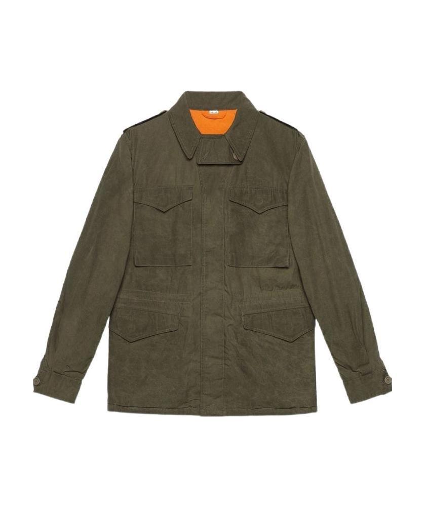Gucci Coated Parka With Logo In Brown