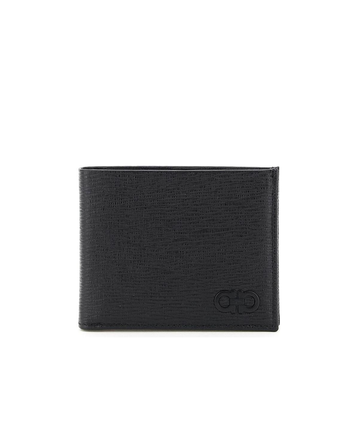 Shop Ferragamo Gancini Bifold Wallet In Black
