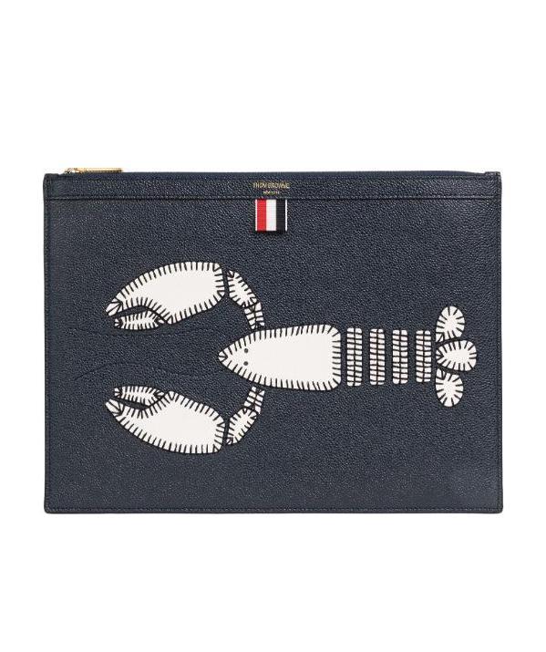 Thom Browne Lobster-appliqué Clutch Bag In Black
