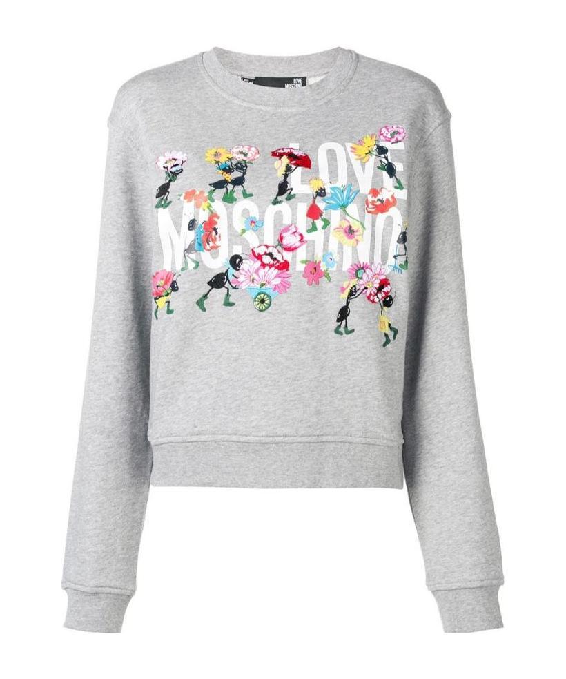 Moschino Logo Floral Sweater In White