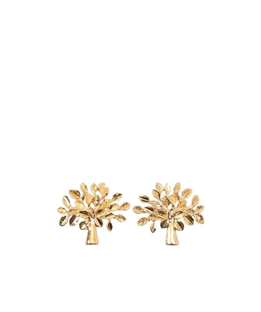 Mulberry Logo Tree Stud Earrings In Yellow