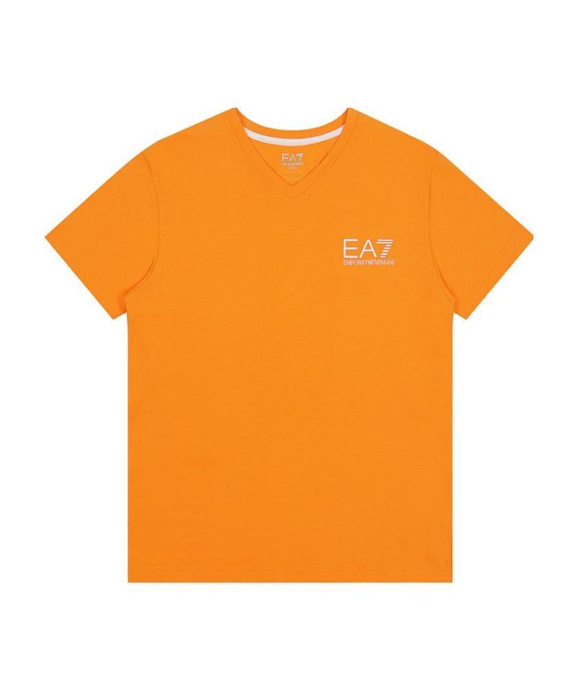 Ea7 Logo T-shirt With Round Neck In Orange