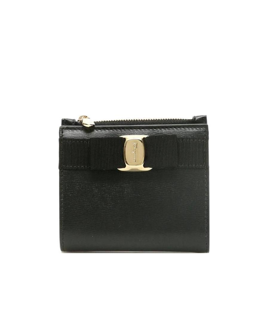 Ferragamo Hardware Gold Small Wallet In Black