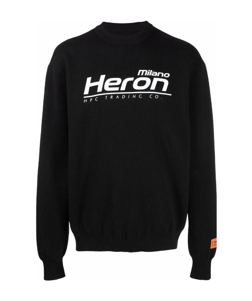 Heron Preston Logo Intarsia Cotton Knit Sweater In Black