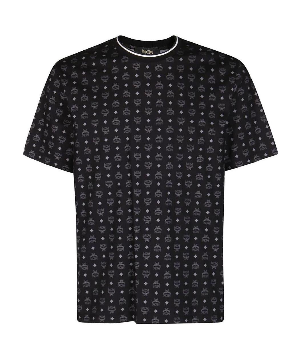 Mcm Allover Logo Printed T-shirt In Black