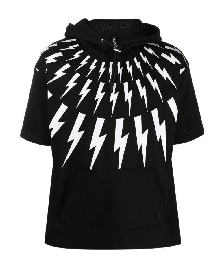 Neil Barrett Printed Short-sleeved Hoodie In Black