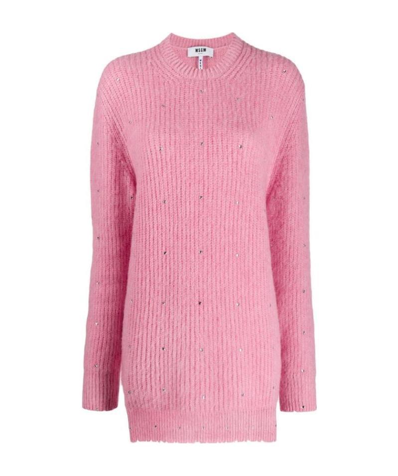 Msgm Crew Neck Sweater In Pink