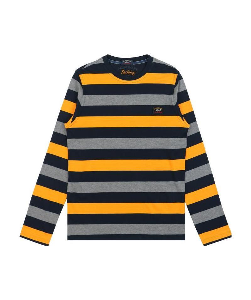 PAUL & SHARK STRIPED LOGO LONG-SLEEVED T-SHIRT