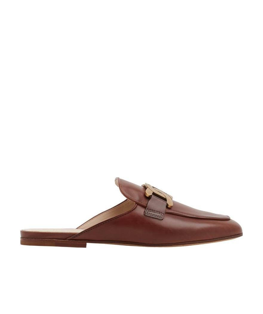 Tod's Brown Leather Chain-detail Mules In Brown