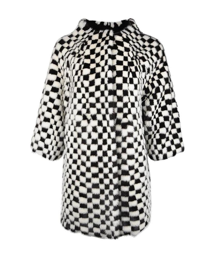 Frame Plaid Fur In Black