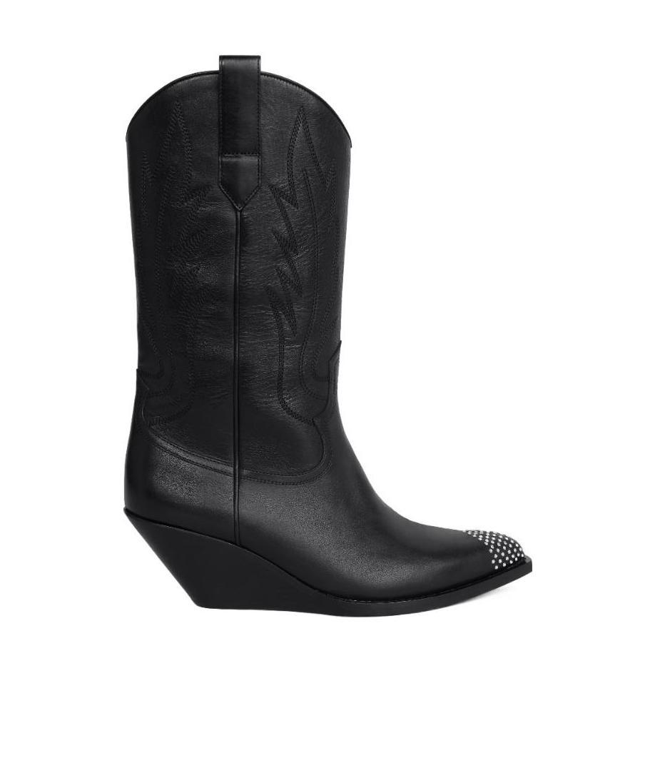 Celine Twill Toe And Heel Boots In Black