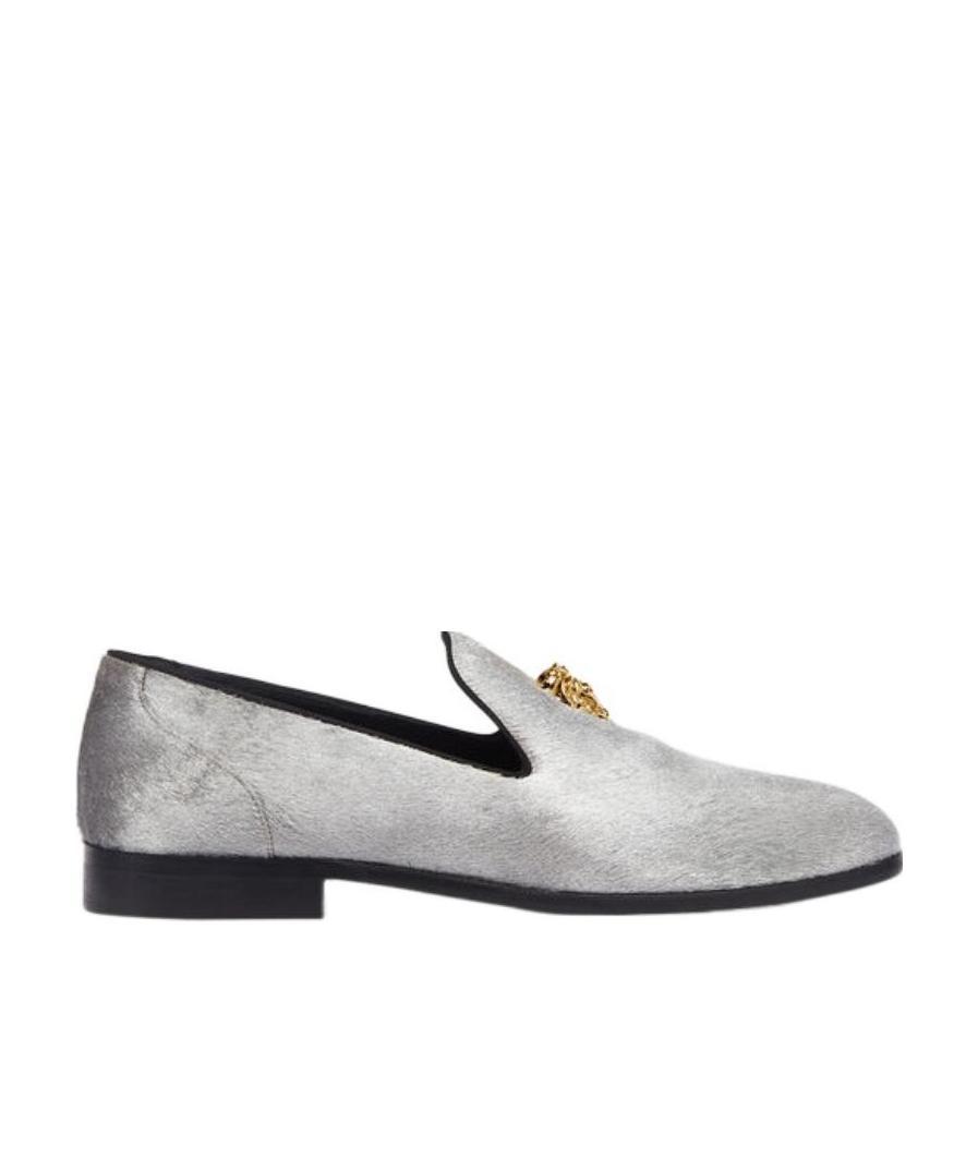 Versace Medusa-head Slippers In Gray