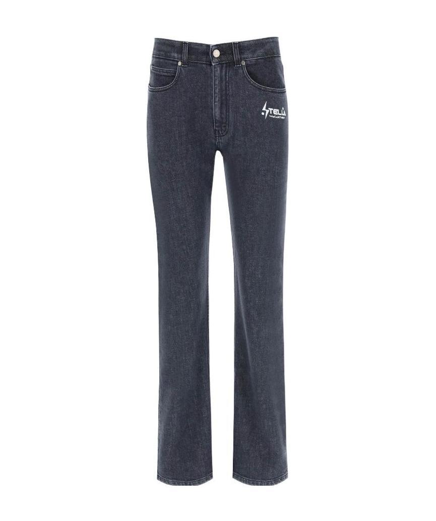 Stella Mccartney Straight-leg Logo-print Jeans In Black