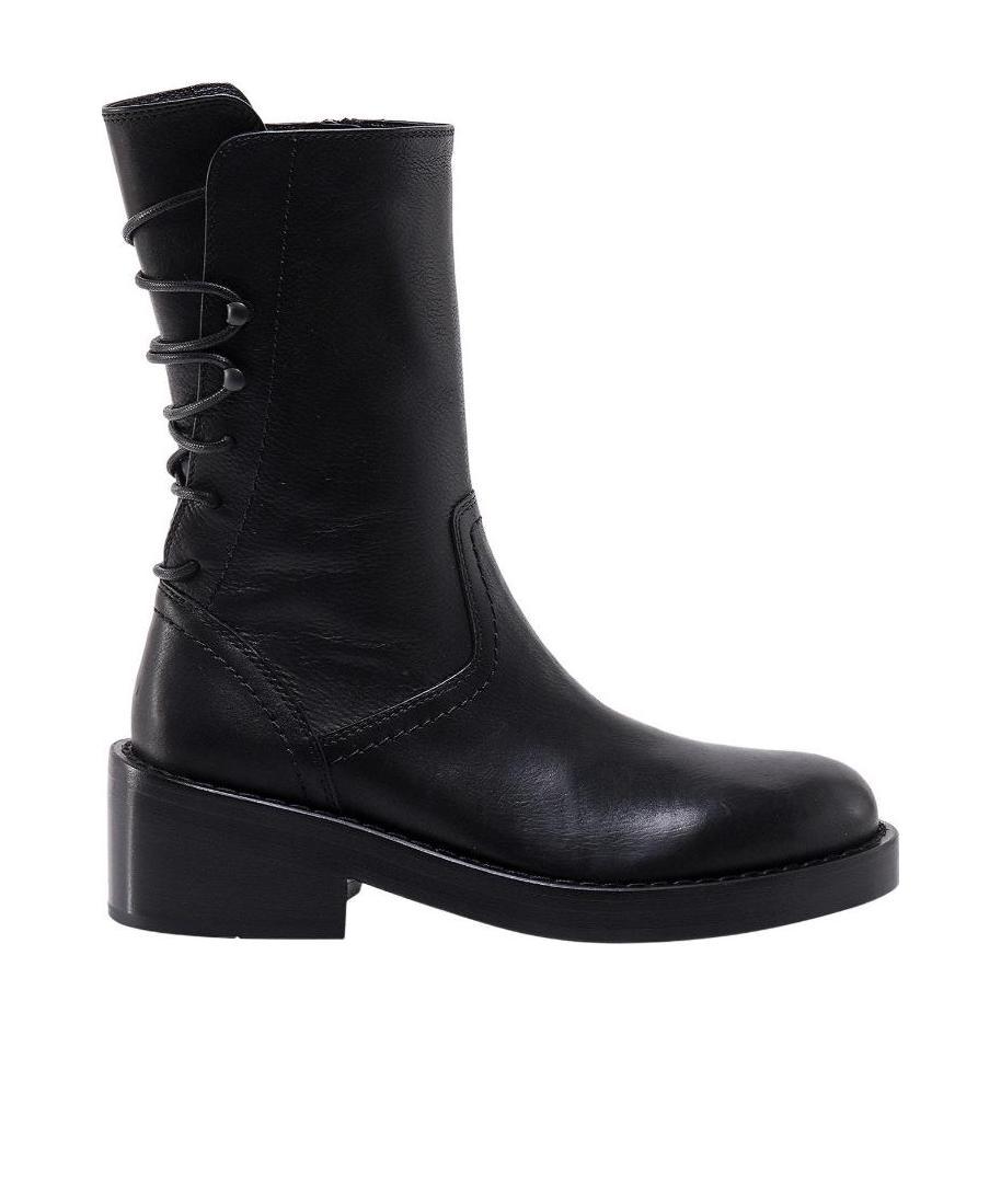 Ann Demeulemeester Back Lace-up Ankle Boots In Black