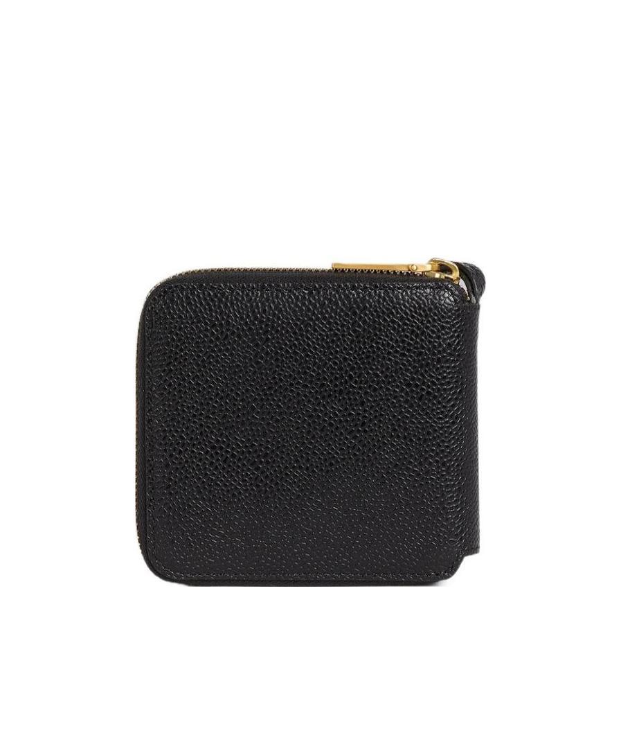 Thom Browne 4-bar Debossed Compact Wallet In Black