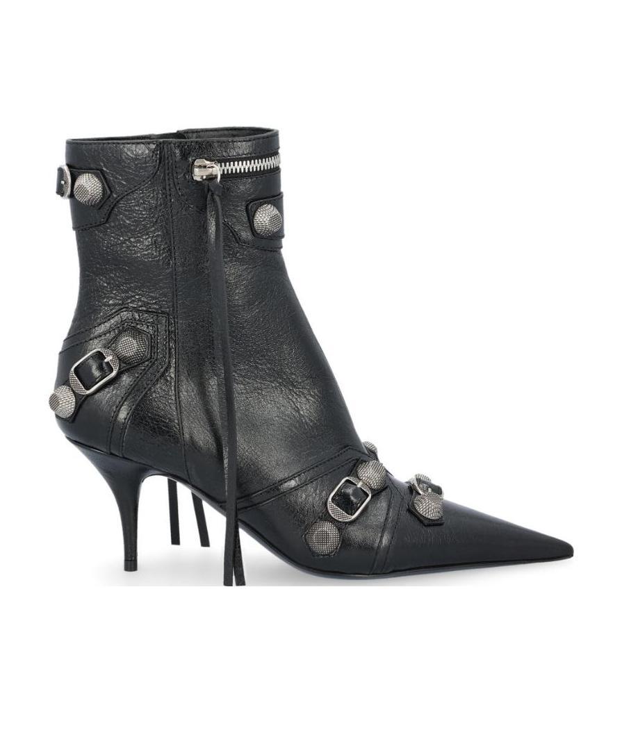 Balenciaga Cagole 50 Ankle Boots In Lamb Leather In Black