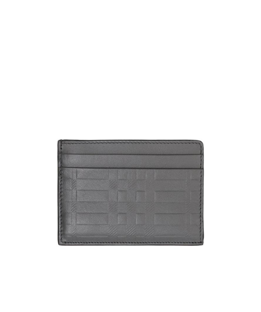 Burberry Embossed Leather Cardholder In Gray