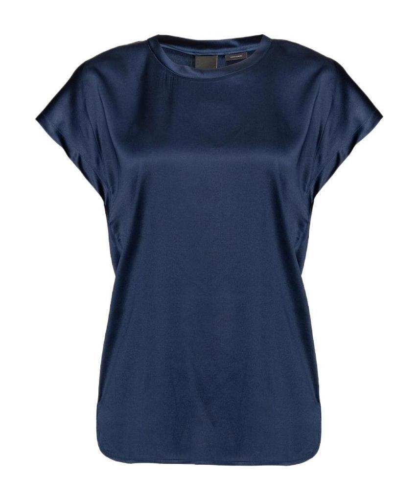 Pinko Short-sleeve Silk Blouse In Blue