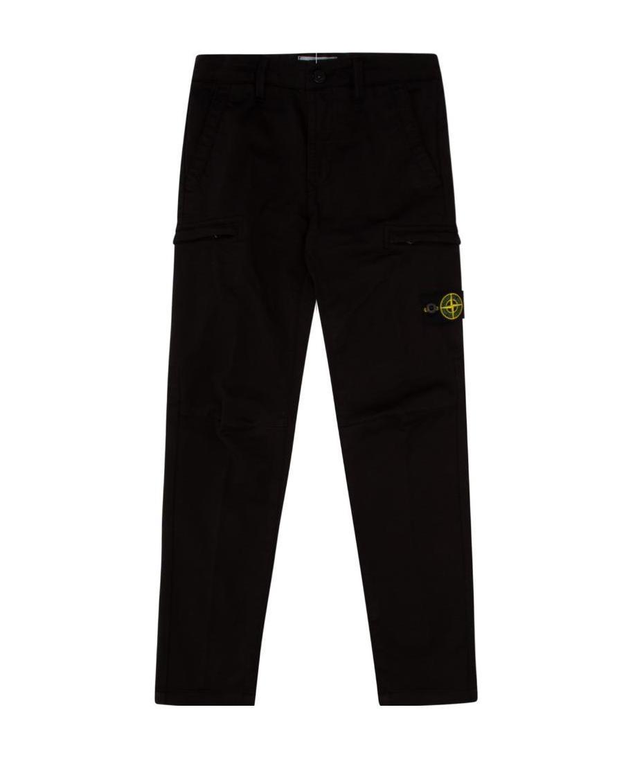 Stone Island Side Logo-patch Trousers In Black