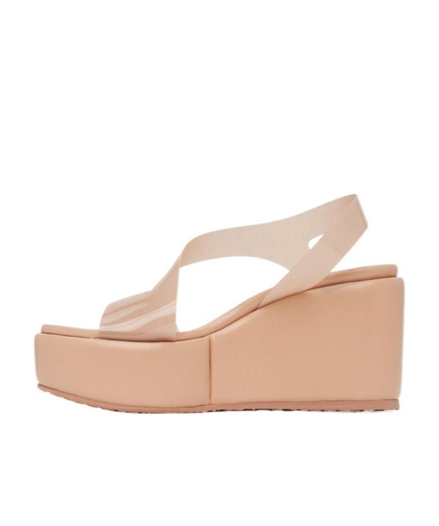 Gianvito Rossi Plexi Napa Wedge Platform Sandals In Nude