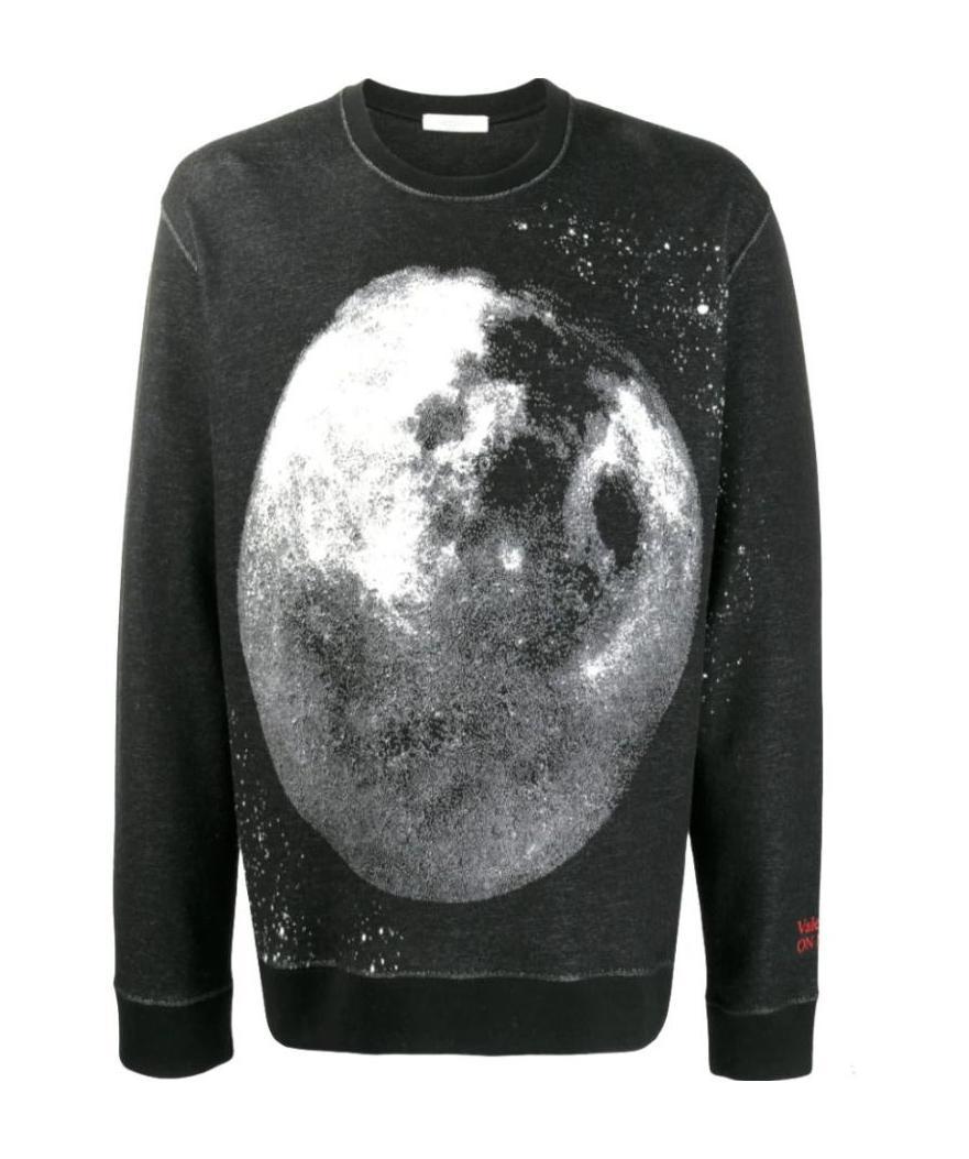 Valentino Moon Dust Print Sweatshirt In Black