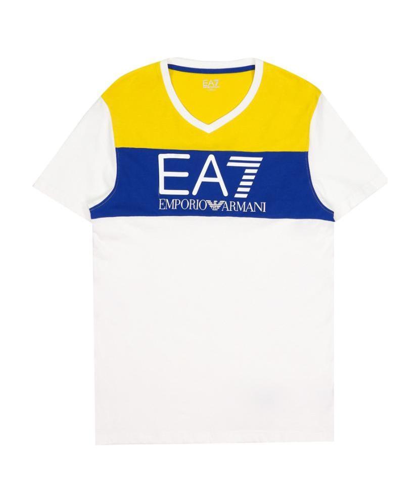EA7 LOGO PRINTED SPLICED T-SHIRT