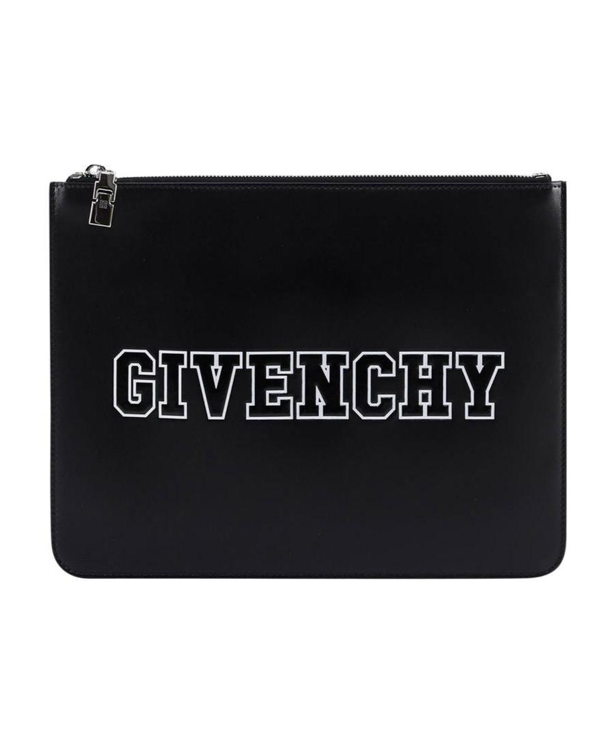 Givenchy Embossed-logo Leather Clutch In Black