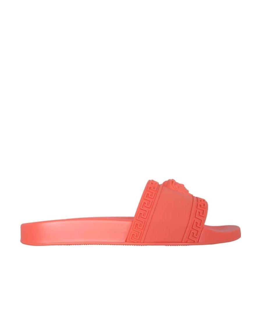 Versace Medusa Heat Motif Slides In Pink