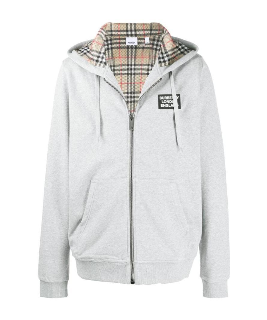 Burberry Logo Patch Casual Sweater In Gray