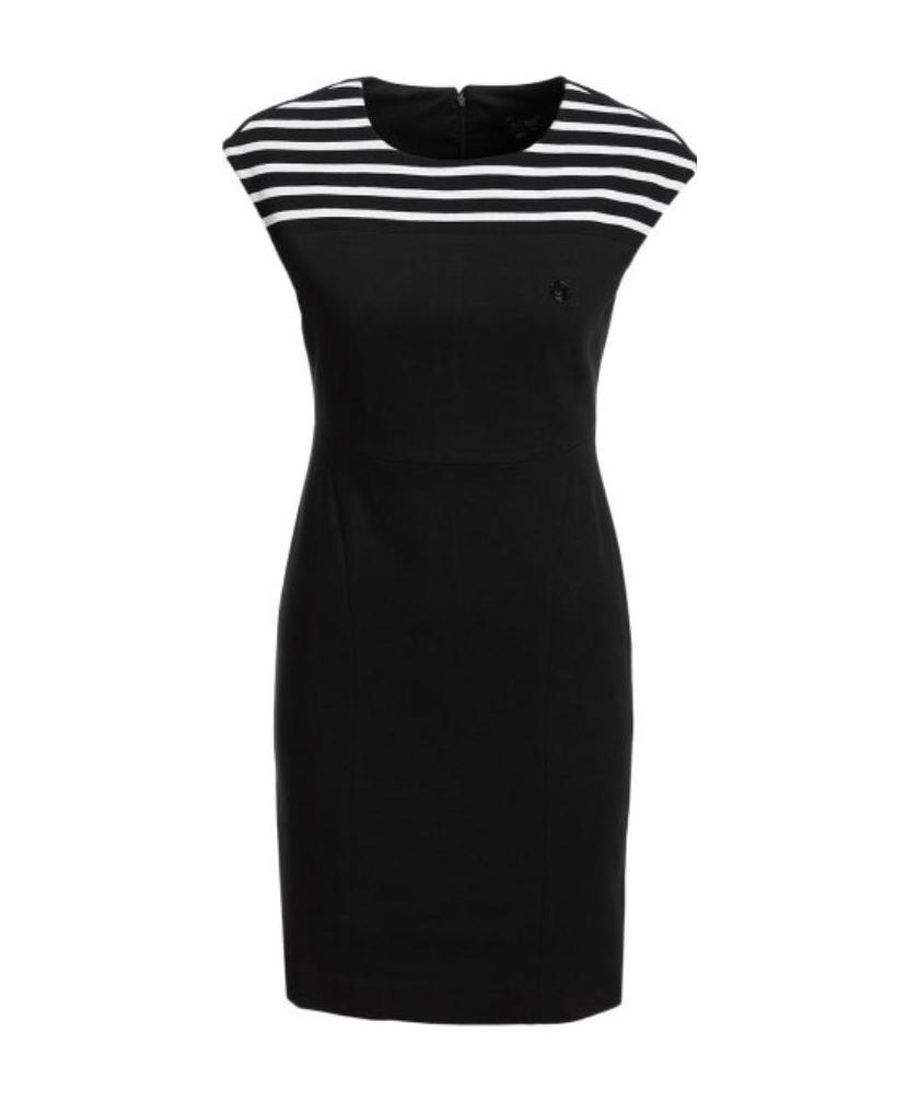 Shop Armani Jeans Sleeveless Striped Dress In Black