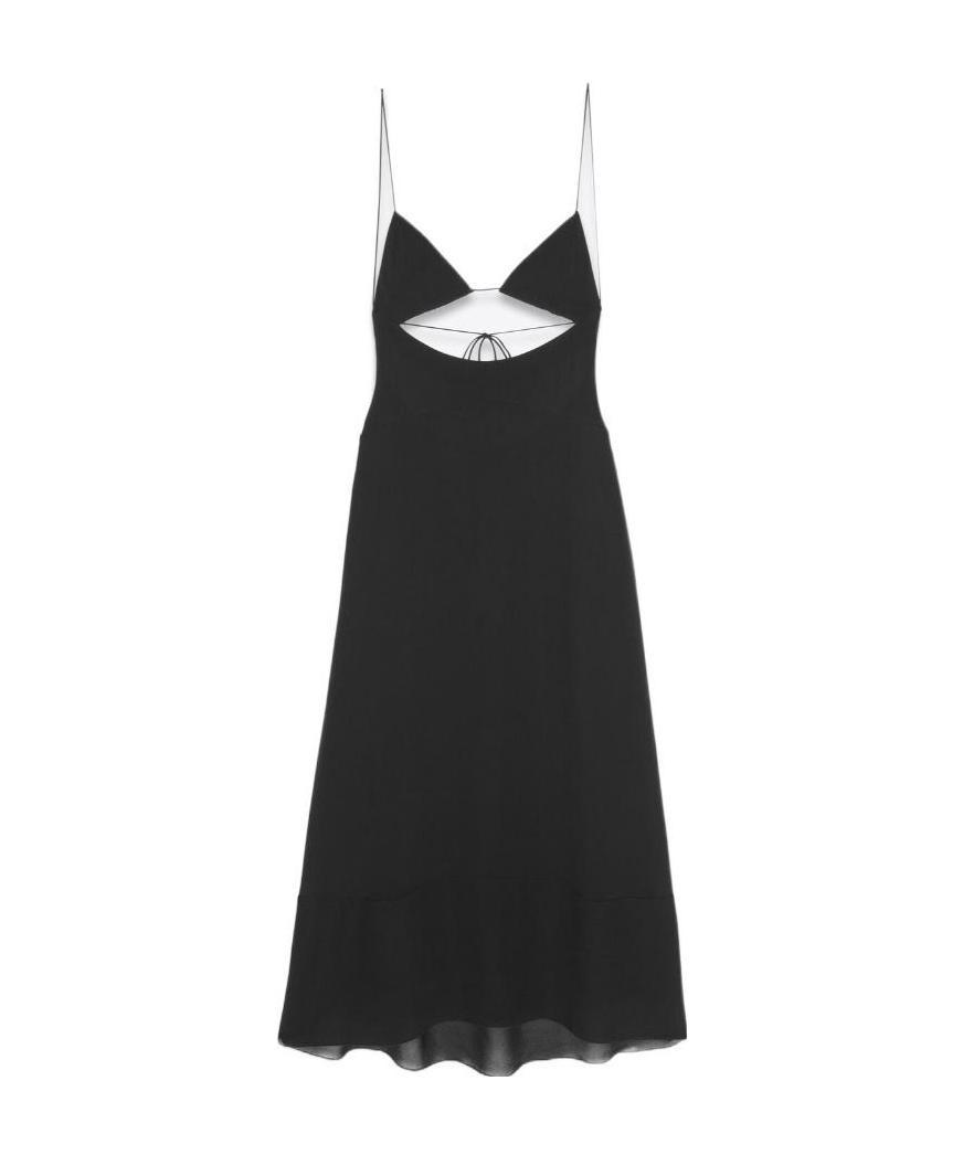 Saint Laurent Open-back Crepe Dress In Black