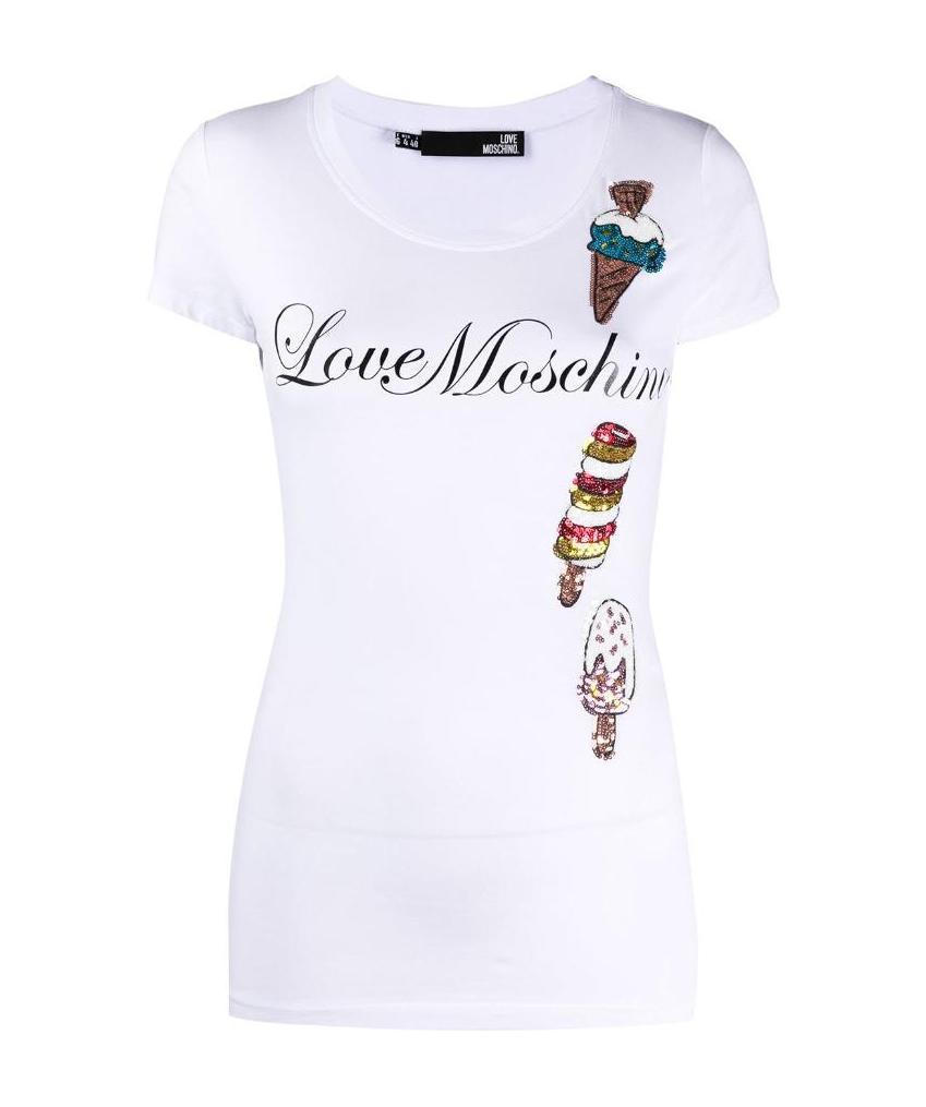 Moschino Logo Detail T-shirt In White