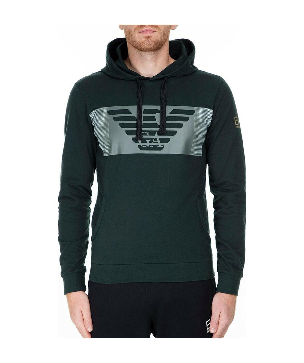 Ea7 Logo Hooded Sweater In Black