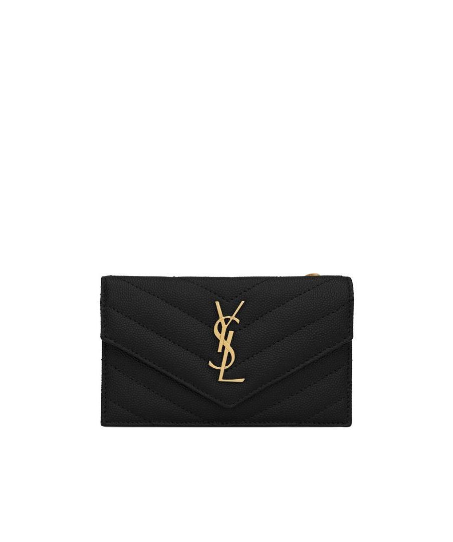 Saint Laurent Monogram Compact Wallet In Black