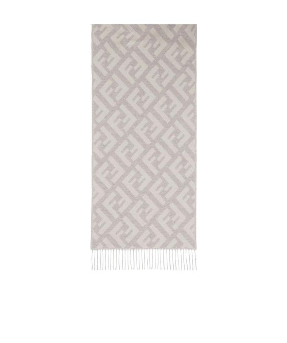 Shop Fendi Pale Gray Cashmere Scarf In White