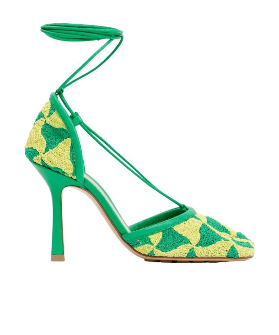Bottega Veneta Phantom Crochet Stretch Lace-up Sandals In Green