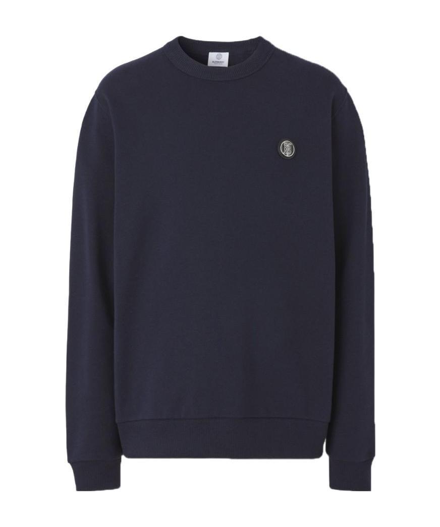 Burberry Monogram-appliqué Cotton Sweatshirt In Blue