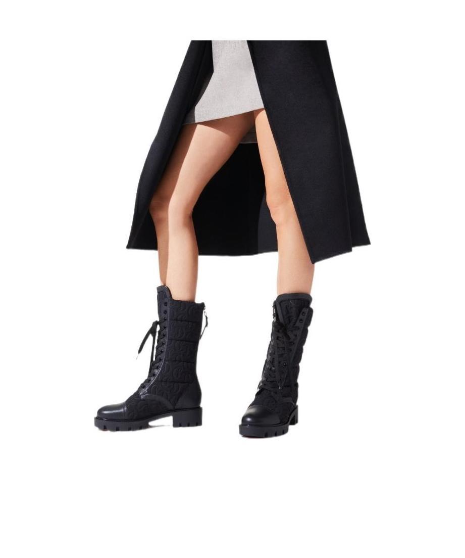 Christian Louboutin Logo Embossed Boots In Black