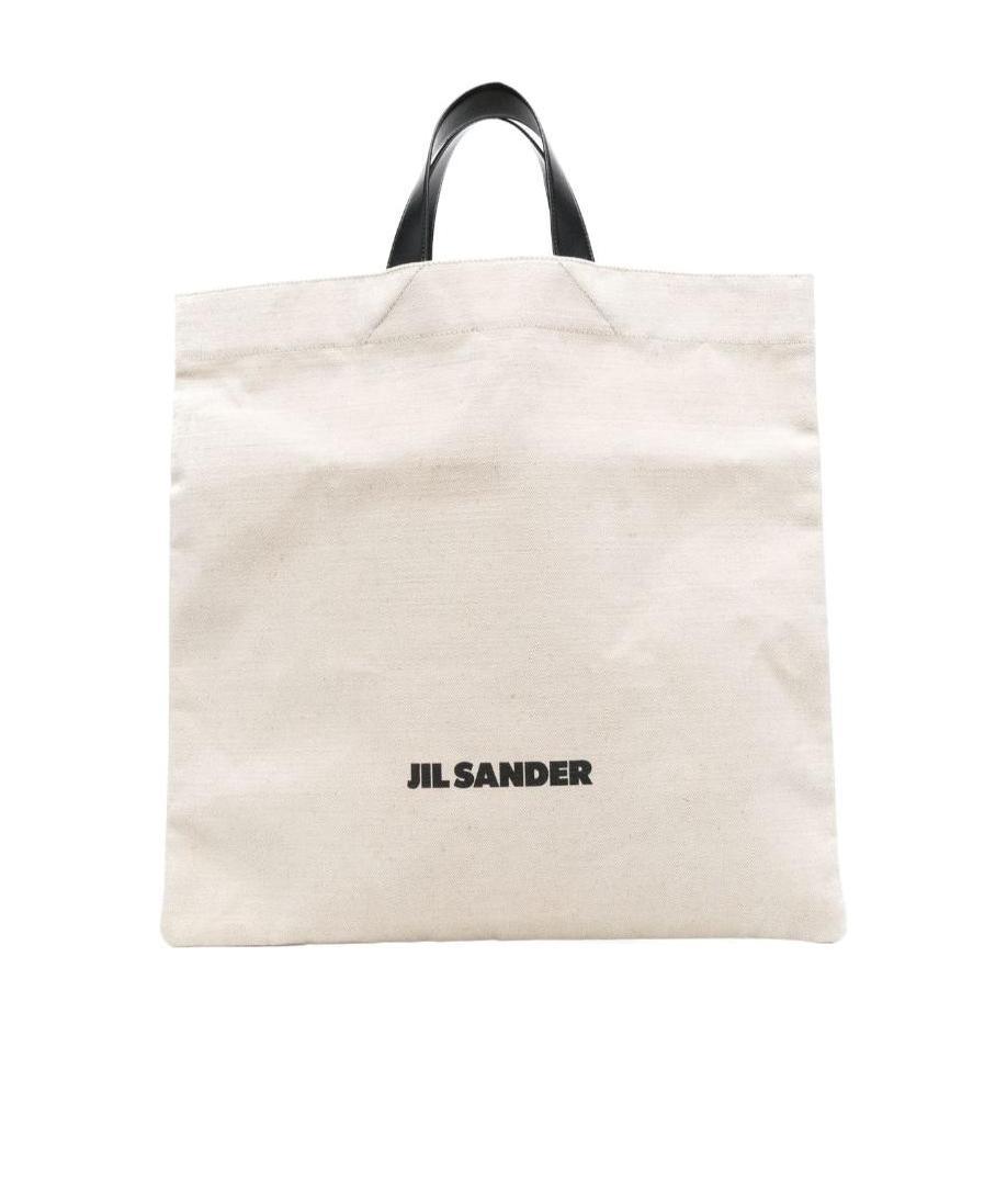 Shop Jil Sander Logo-print Linen Tote Bag In Nude