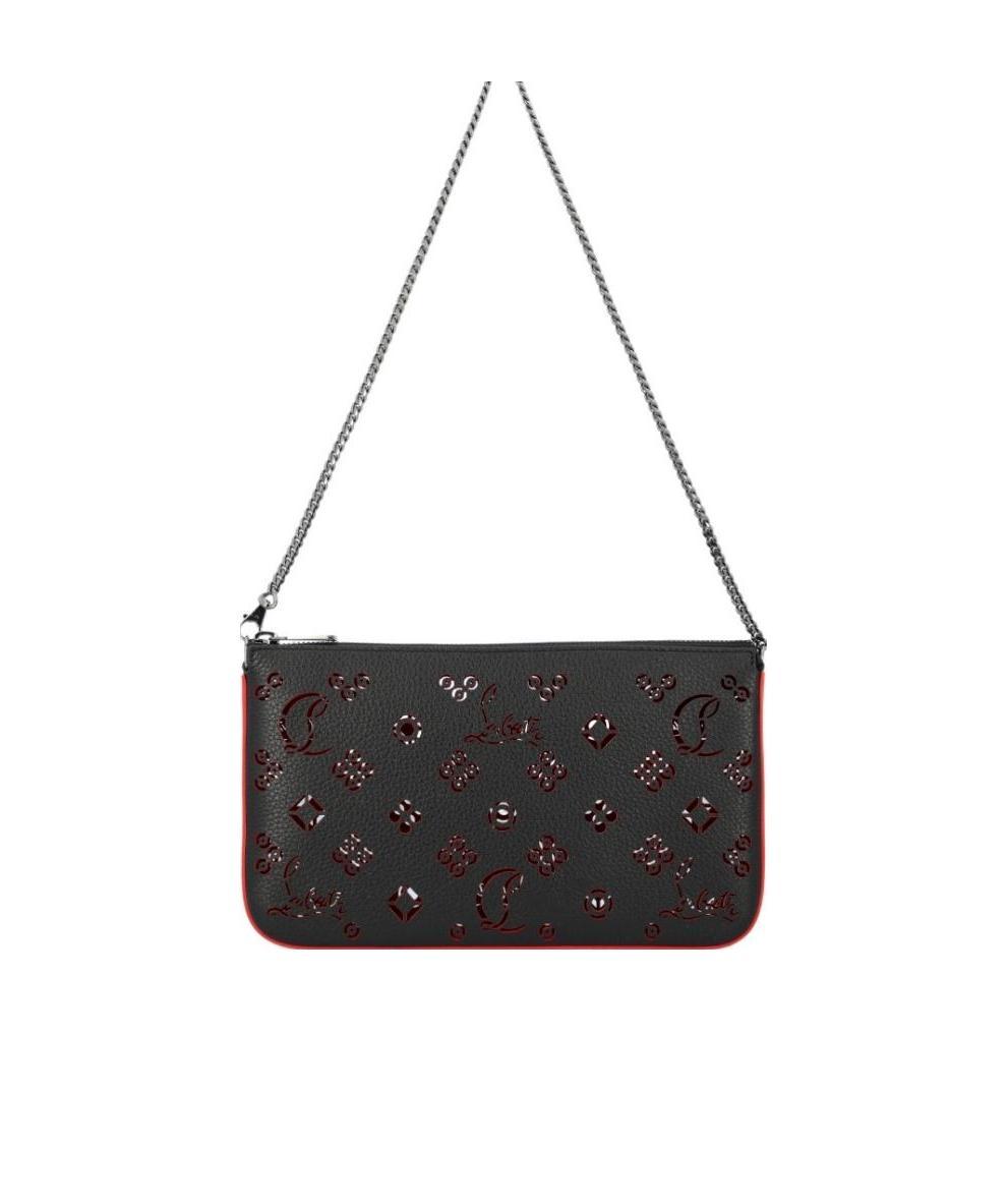 Christian Louboutin Black Perforated Grain Shoulder Bag In Black