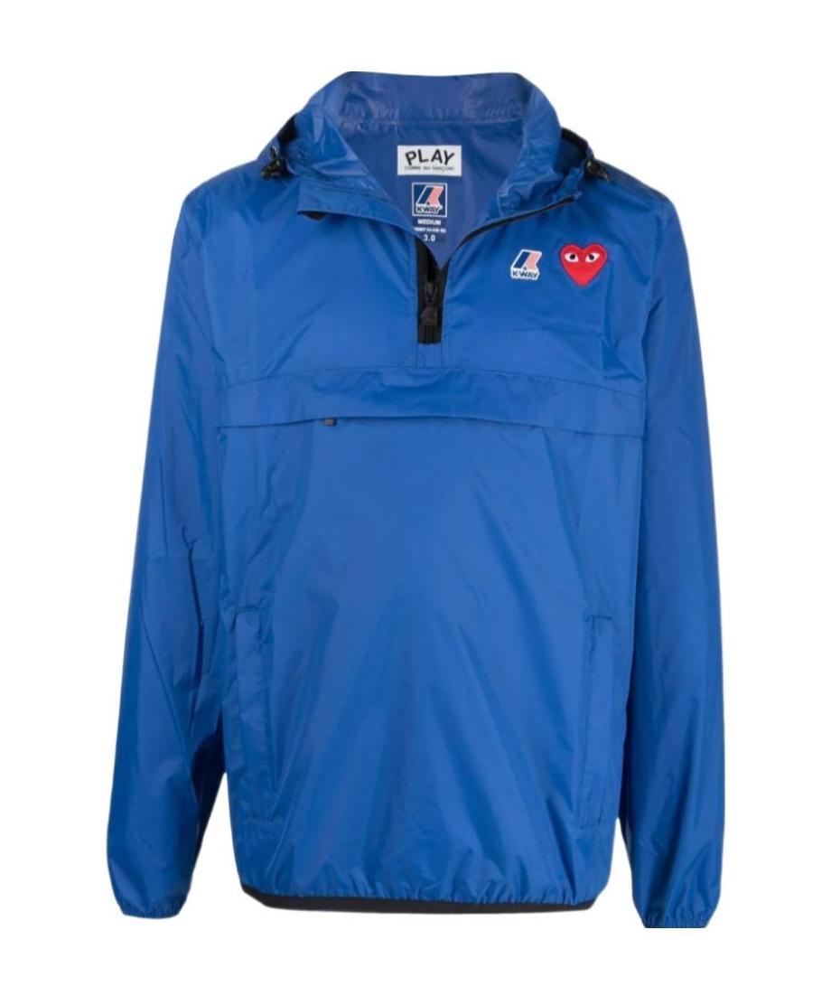 Comme Des Garçons Play X K-way Nylon Water-resistant Half-zip Jacket In Blue
