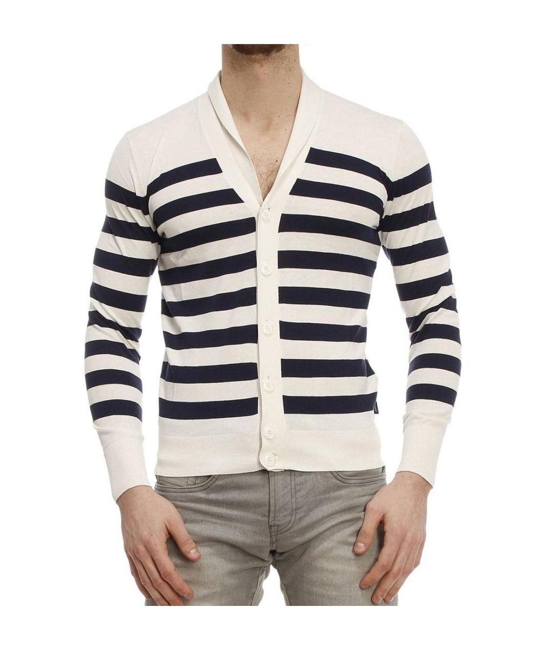 ARMANI JEANS STRIPED KNITTED CARDIGAN
