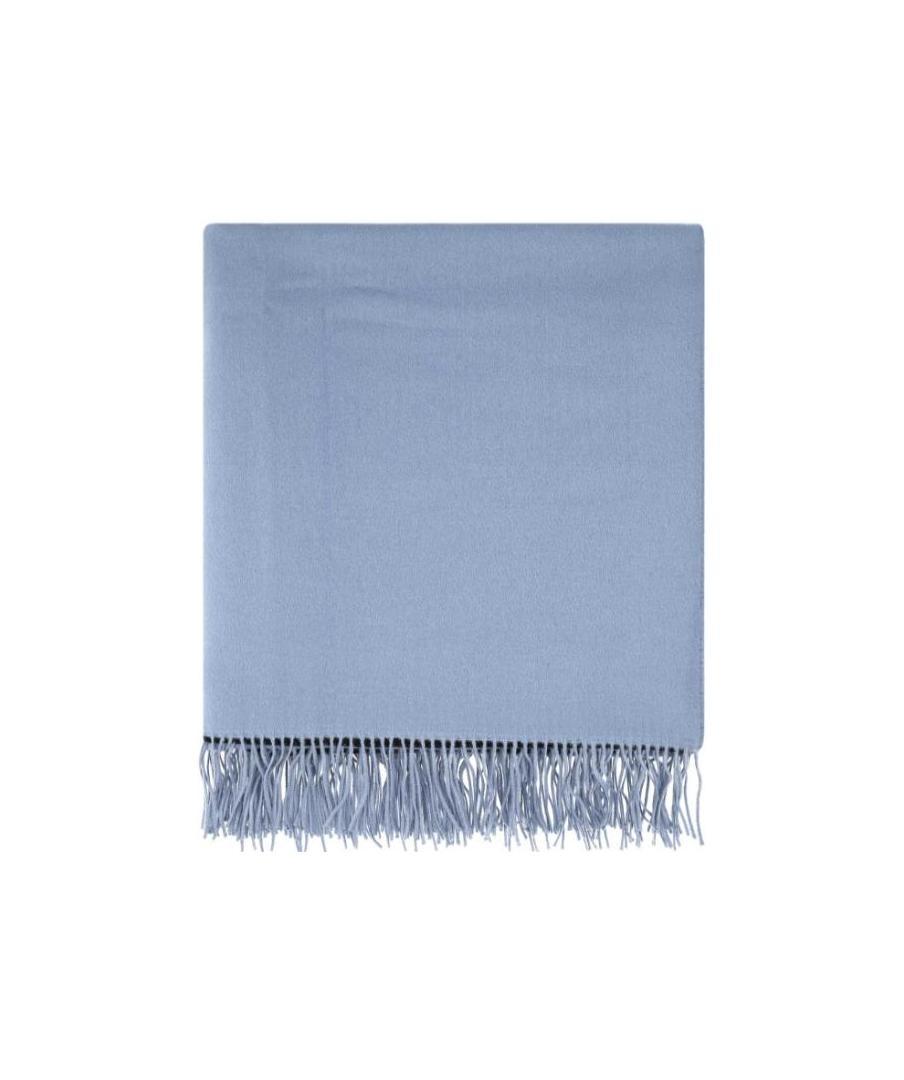 Prada Logo Fringed Scarf In Blue