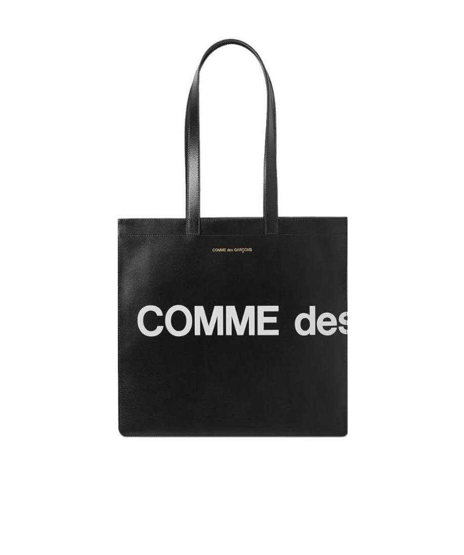 COMME DES GARÇONS LOGO-PRINT LEATHER TOTE BAG 