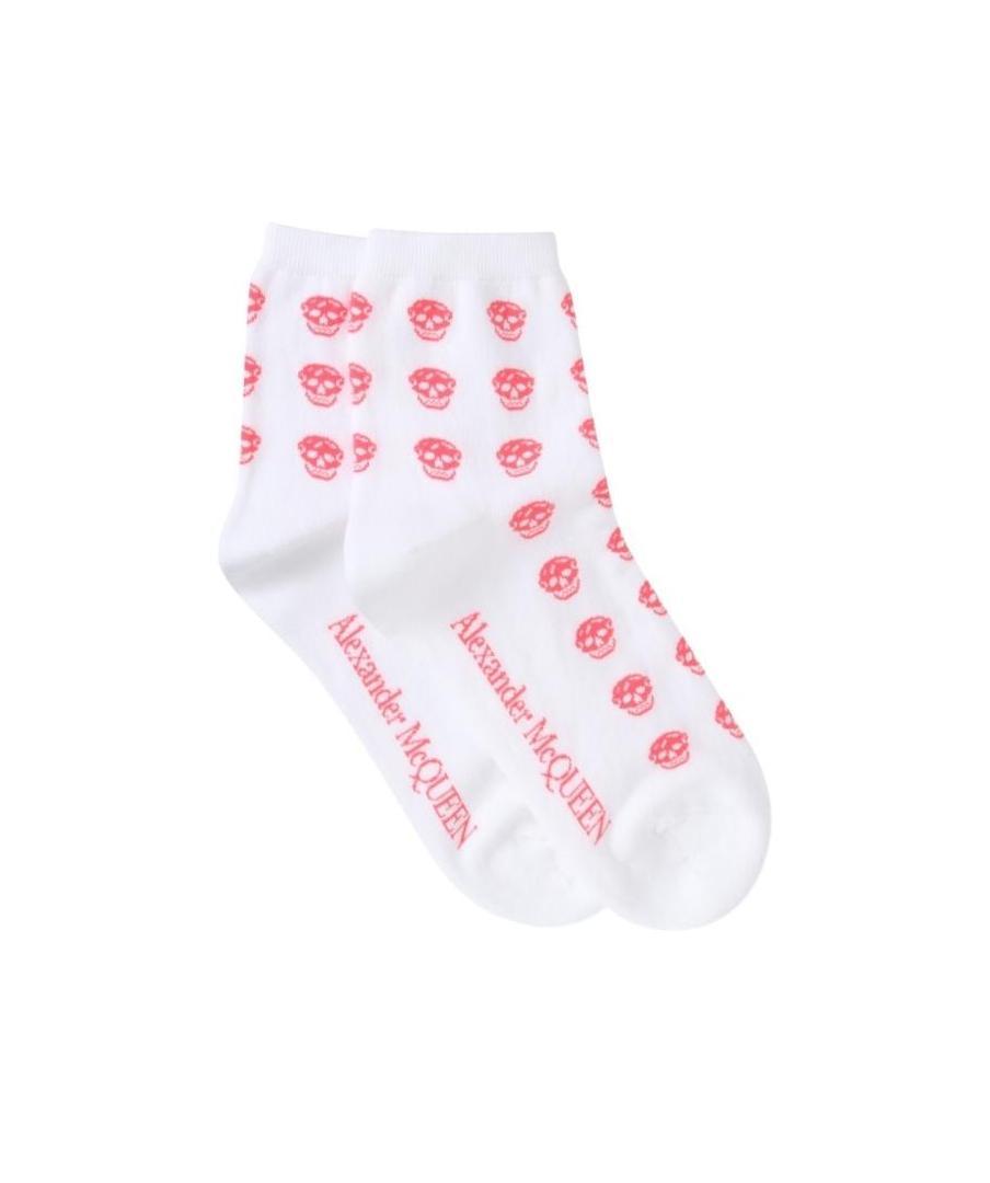 Alexander Mcqueen Skull-intarsia Ankle Socks In White