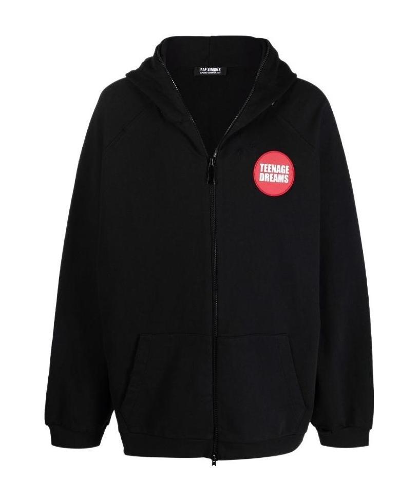 Raf Simons Teenage Dreams Zipped Hoodie In Black