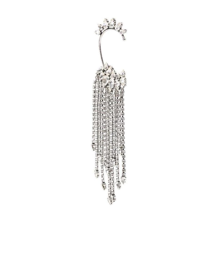 Saint Laurent Crystal Tassel Single Ear Clip In White