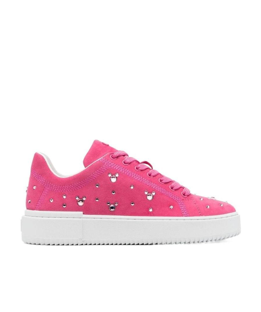 Stuart Weitzman Crystal-embellished Suede Sneakers In White