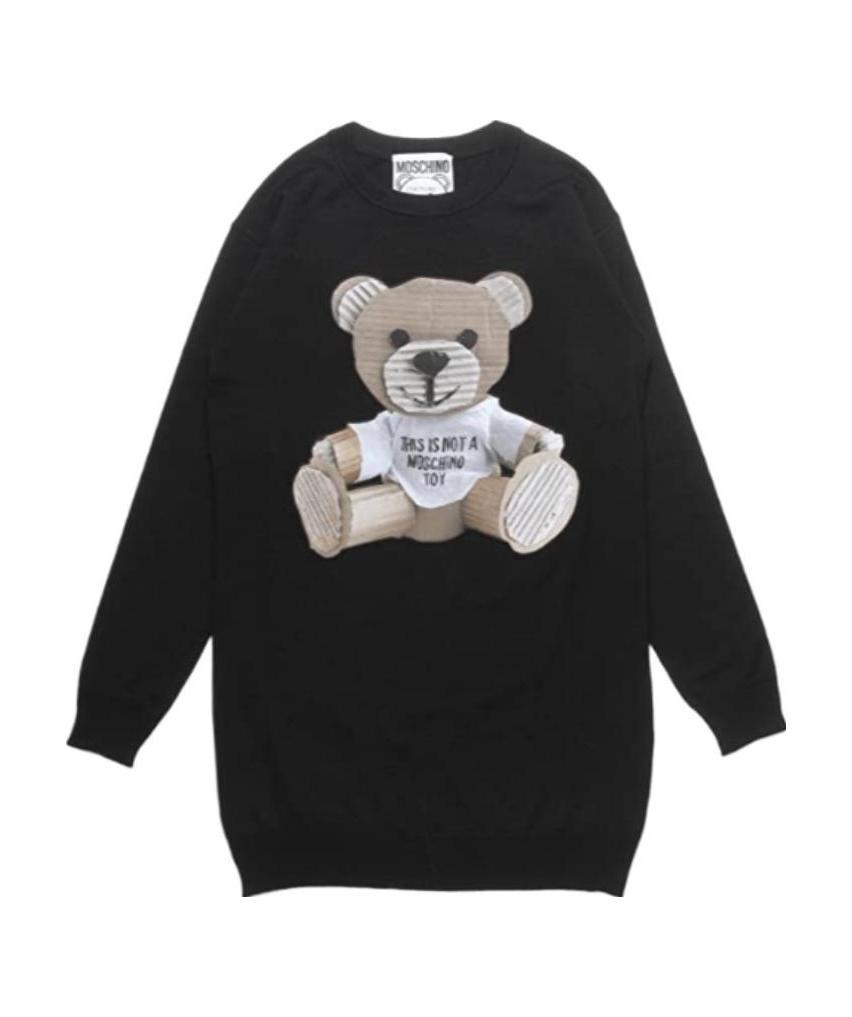 Moschino Teddy Bear Wool Dress In Black