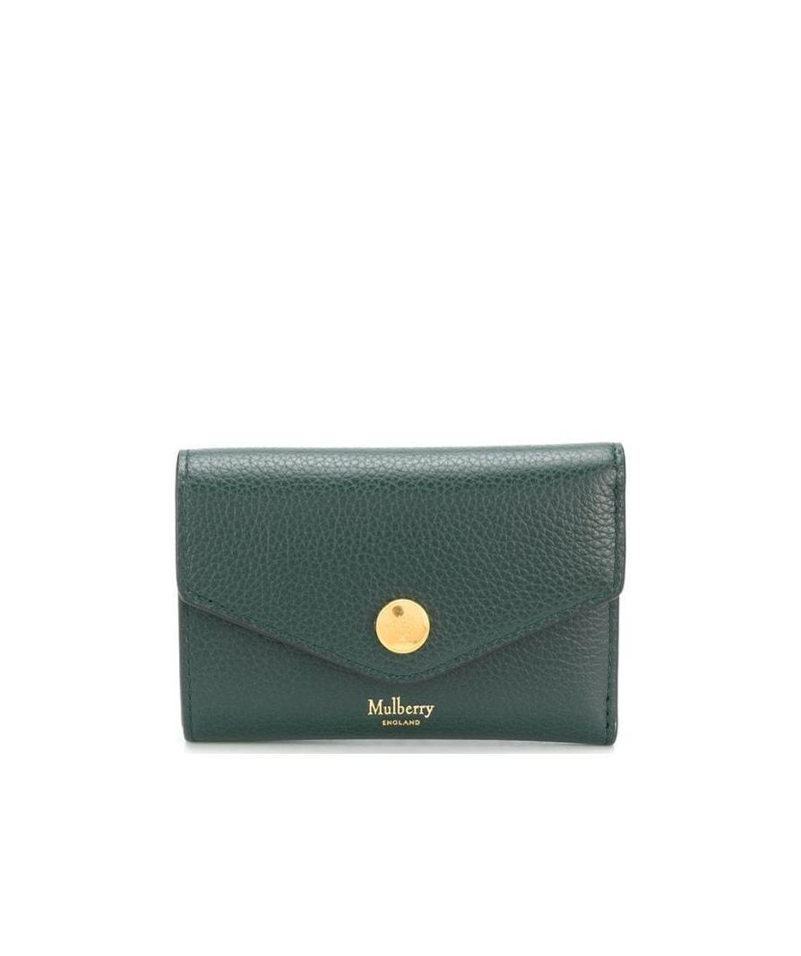 Mulberry Envelope Logo Wallet In Green